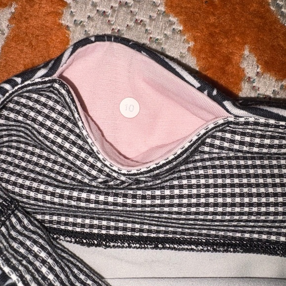 Lululemon Wunder Under Crop Leggings Black White Palm Stripe Print Size 10 - Picture 7 of 8